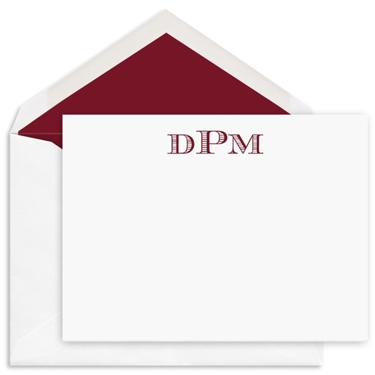 Upstanding Monogram Flat Note Cards - Raised Ink