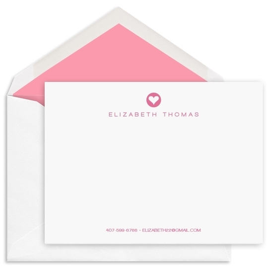 Modern Heart Flat Note Cards - Raised Ink
