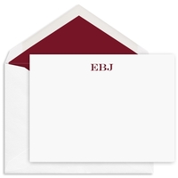 Block Initials Flat Correspondence Note Cards - Raised Ink