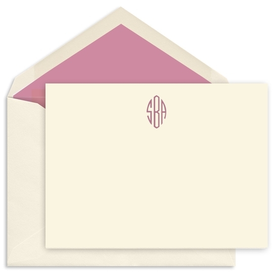 Simply Monogram Flat Note Cards - Raised Ink