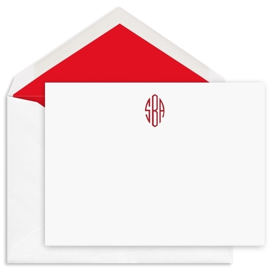 Simply Monogram Flat Note Cards - Raised Ink