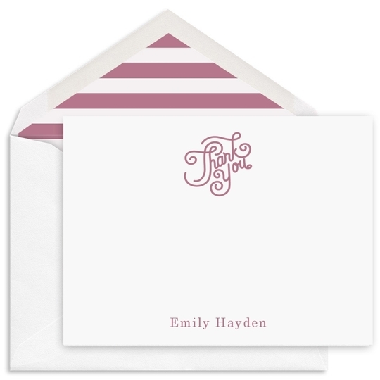 Fun Script Flat Thank You Note Cards - Raised Ink