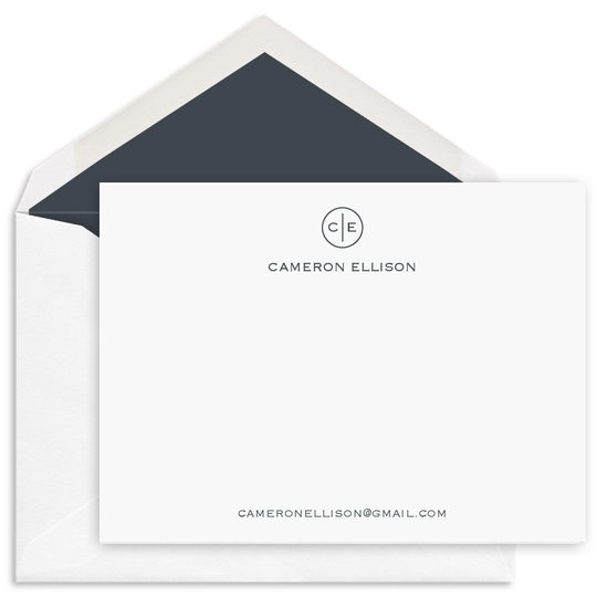 Circle Initials Flat Note Cards-Raised Ink