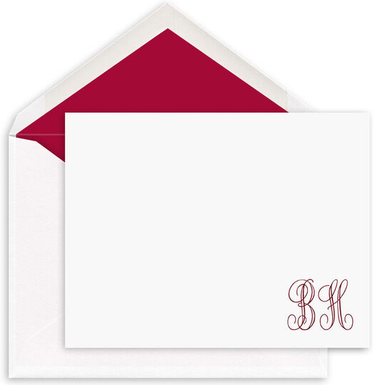 Municipal Initials Folded Note Cards - Raised Ink