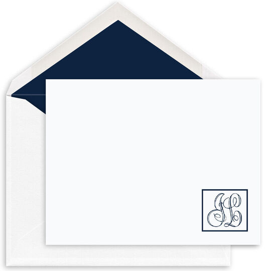 Playbook Initials Folded Note Cards - Raised Ink