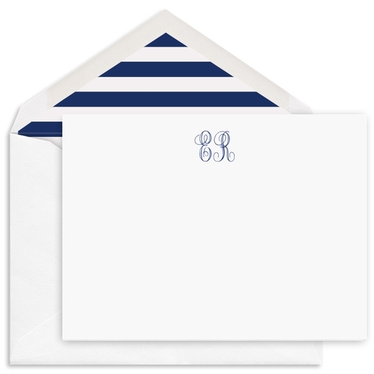 Twilight Initials Flat Note Cards - Raised Ink