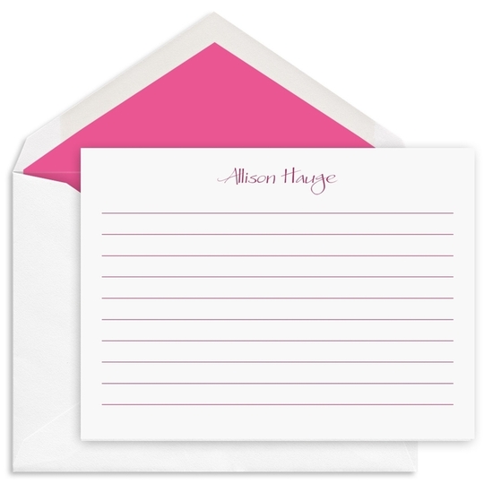 Allison Flat Note Cards with Writing Lines - Raised Ink
