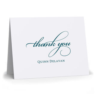 Script Thank You Folded Note Cards - Raised Ink