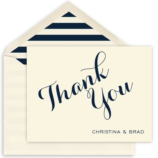 Sincerely Thank You Folded Note Cards - Raised Ink