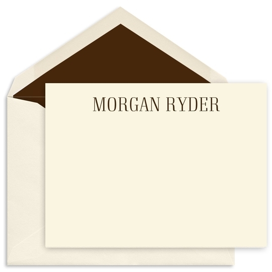 Tall Serif Name Flat Note Cards - Raised Ink