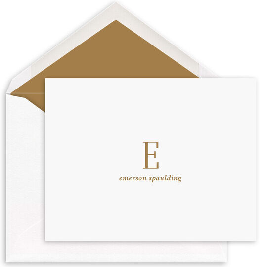 Tall Initials Folded Note Cards - Raised Ink