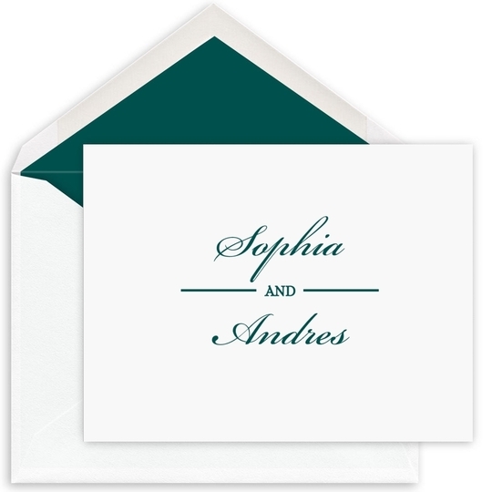 Duo Name Folded Note Cards - Raised Ink