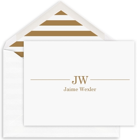 Executive Initials Folded Note Cards - Raised Ink