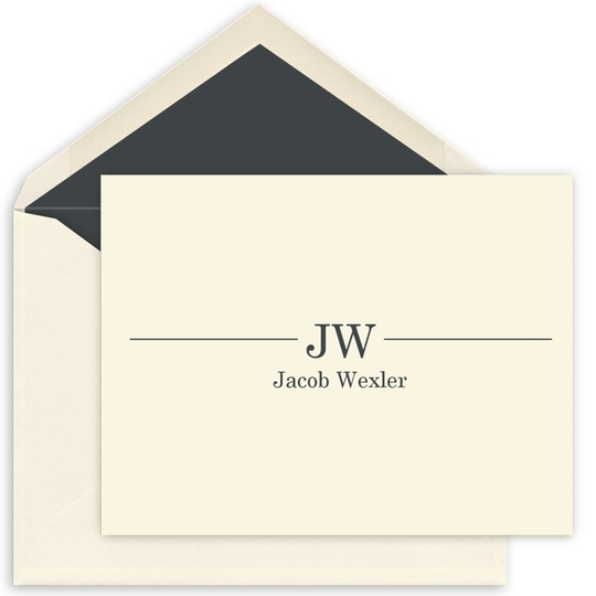 Executive Initials Folded Note Cards - Raised Ink