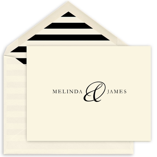 Elegant Ampersand Folded Note Cards - Raised Ink