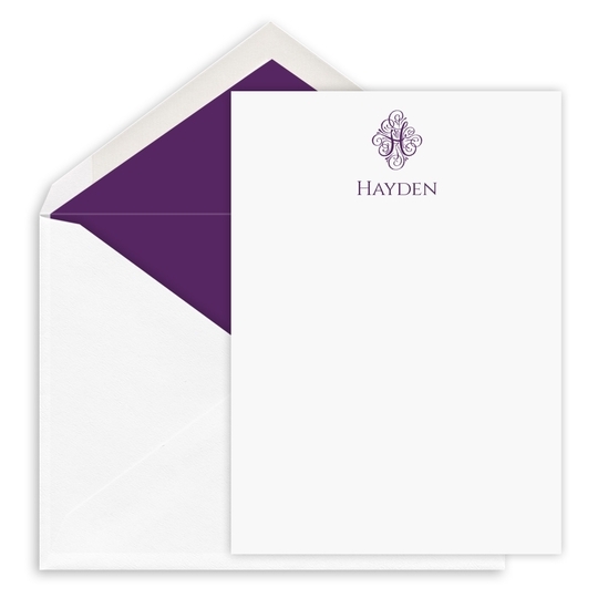 Ornate Initial Petite Flat Note Cards