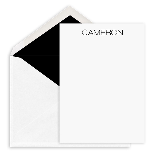 Modern Large Name Petite Flat Note Cards