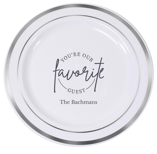 Circle Favorite Guest Premium Banded Plastic Plates