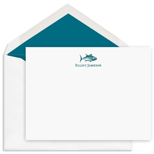 Bluefin Flat Note Card - Raised Ink