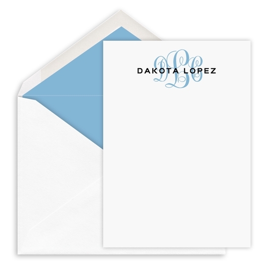 Pop of Color Monogram Petite Flat Note Cards