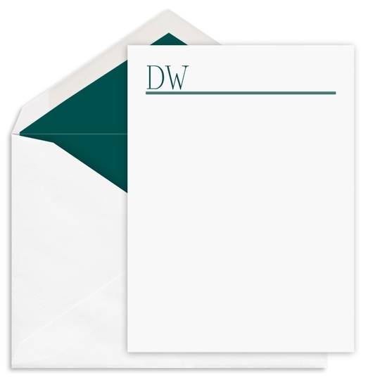 Roman Monogram Flat Note Cards - Raised Ink