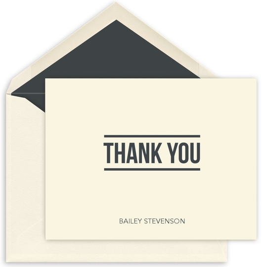 Bold Thank You Folded Note Cards - Raised Ink