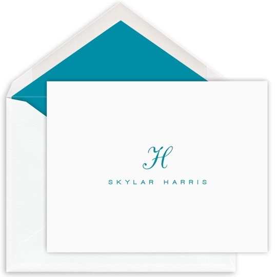 Classic Script Initial Folded Note Cards - Letterpress