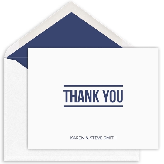 Double Line Thank You Folded Note Cards - Letterpress