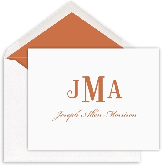 Bold Monogram Folded Note Cards - Letterpress