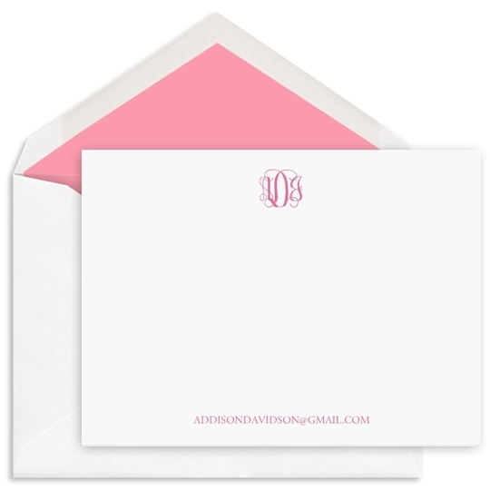 Refined Script Monogram Flat Note Cards - Raised Ink