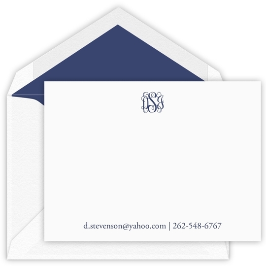 Refined Script Monogram Flat Note Cards - Letterpress