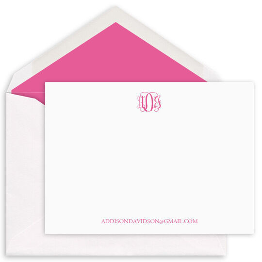 Refined Script Monogram Flat Note Cards - Letterpress