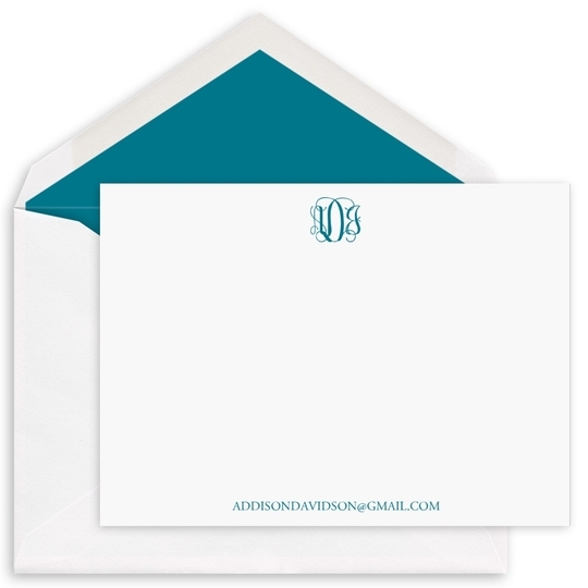 Refined Script Monogram Flat Note Cards