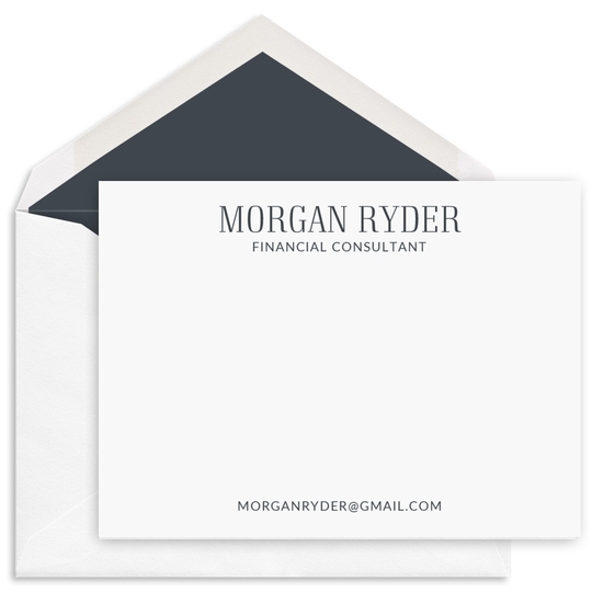 Stacked Modern Text Flat Note Cards - Raised Ink