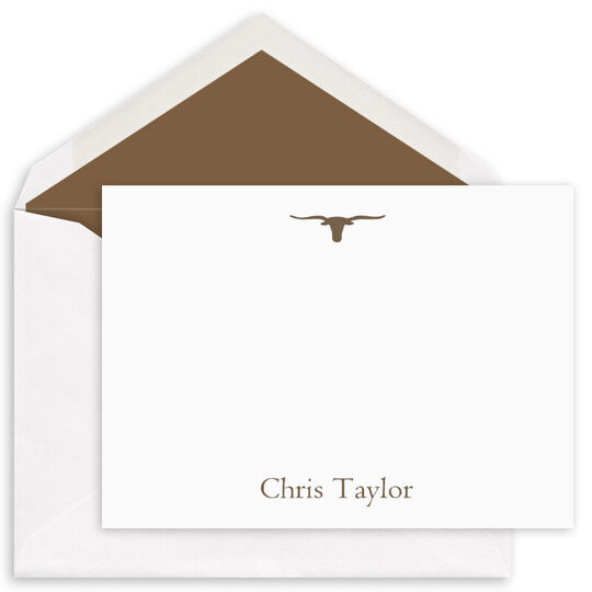 Longhorn Flat Note Cards - Letterpress