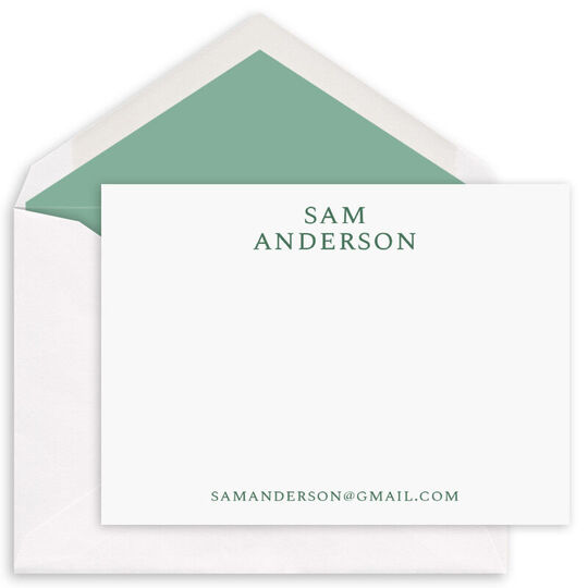 Serif Name Flat Note Cards - Raised Ink