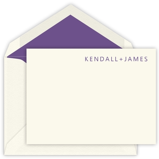 Top Right Corner Text Flat Note Cards - Letterpress