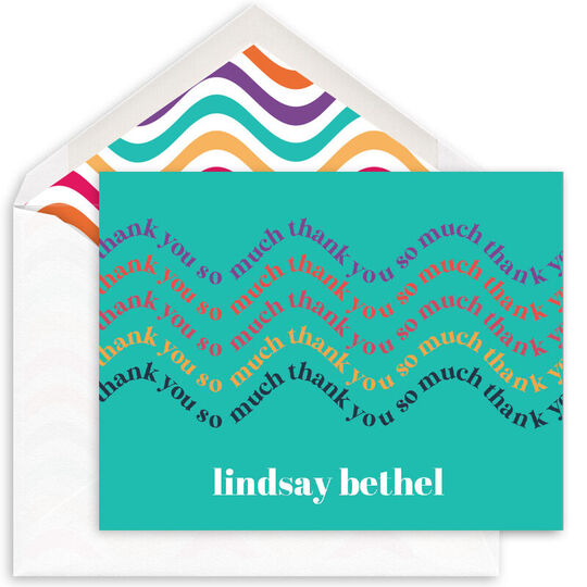 Wavy Teal Folded Note Cards