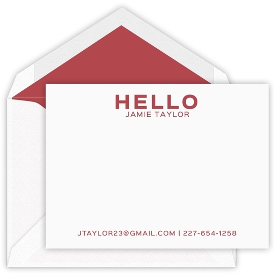 Bold Hello Flat Note Cards - Letterpress