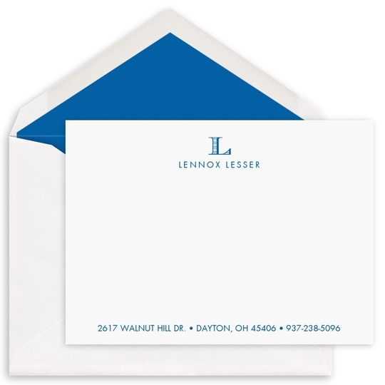 Striped Initial Flat Note Cards