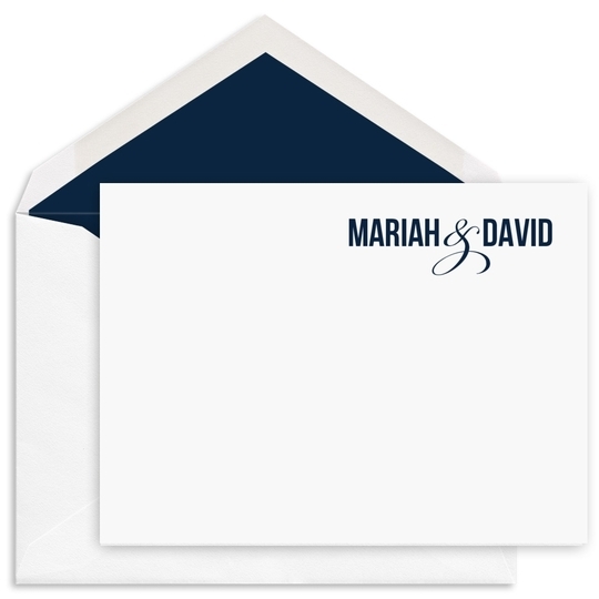 Bold Names with Ampersand Flat Note Cards - Raised Ink