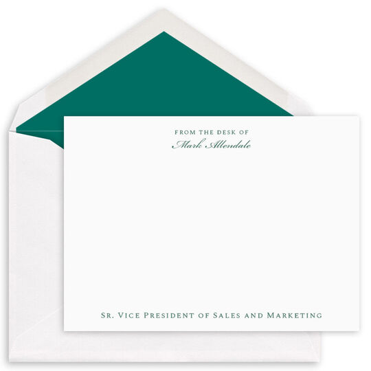 Script Name with Line Above Flat Note Cards - Letterpress