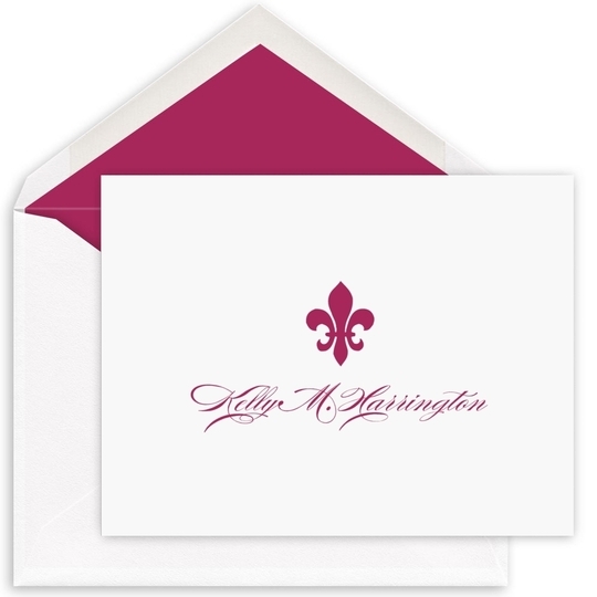 Fleur de Lis Folded Note Cards - Raised Ink