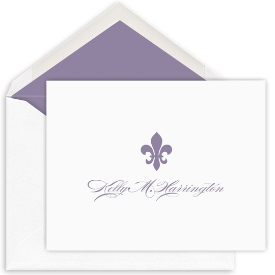 Fleur de Lis Folded Note Cards - Letterpress