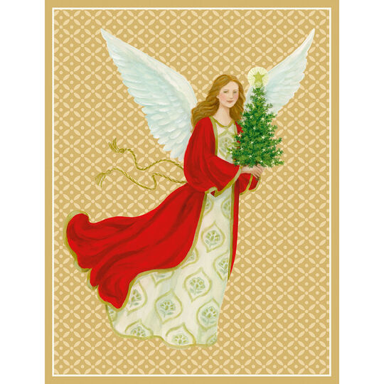 Angel with Christmas Tree Folded Holiday Cards