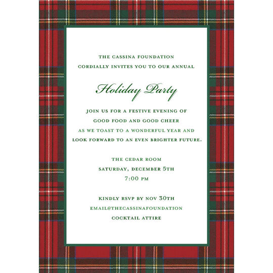 Royal Plaid Border Invitations