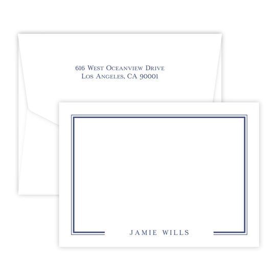 Triple Thick Double Border Flat Note Cards - Raised Ink