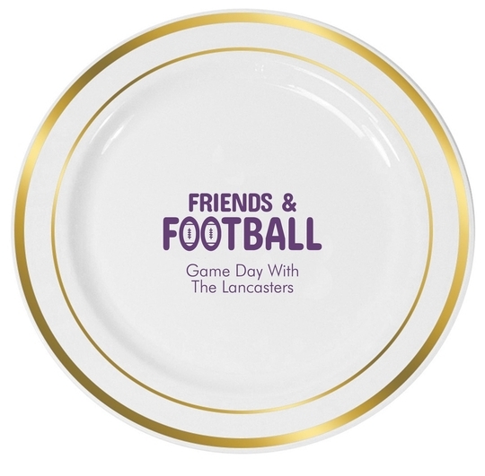 Friends and Football Premium Banded Plastic Plates