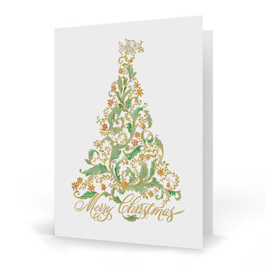 Calligraphy Christmas Tree Folded Holiday Cards