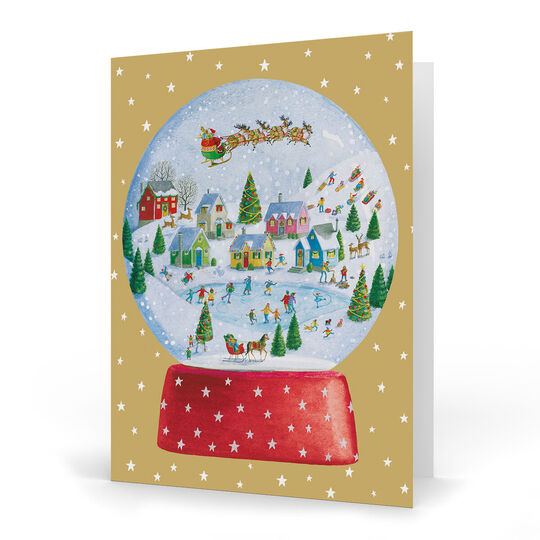 Winter Village Snowglobe Folded Holiday Cards